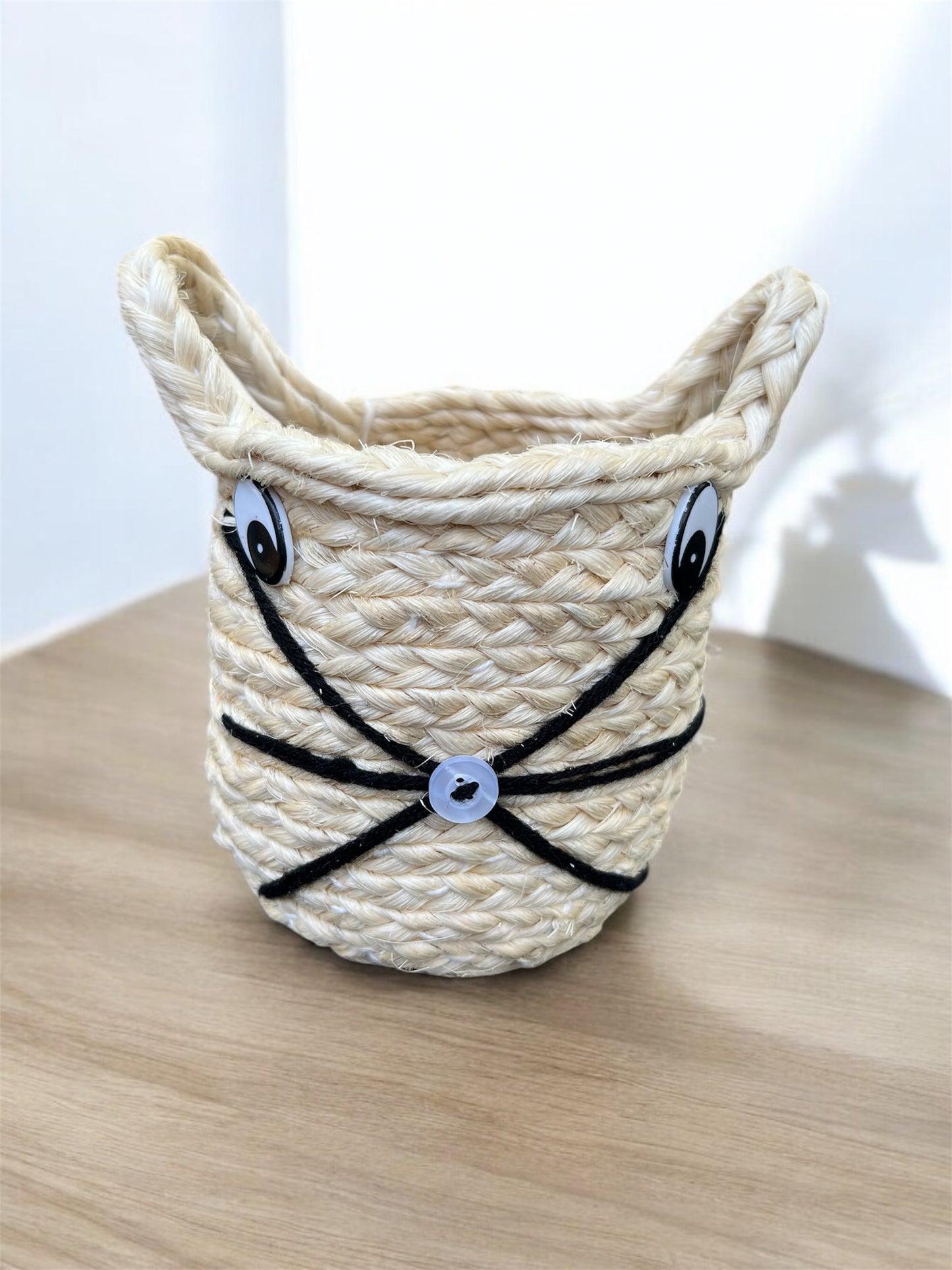 Handwoven Cat Figurine Pen Stand