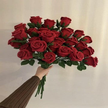 Crochet Red Rose Bouquet