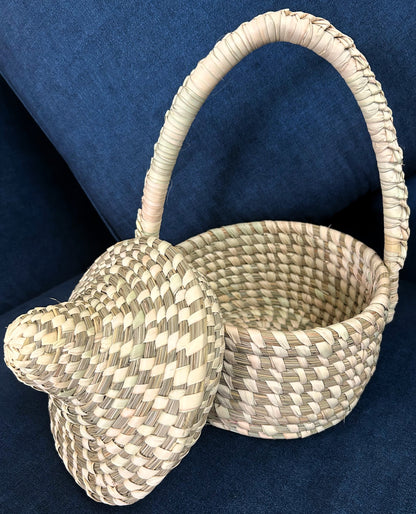 Looped Lid Handle Handwoven Basket